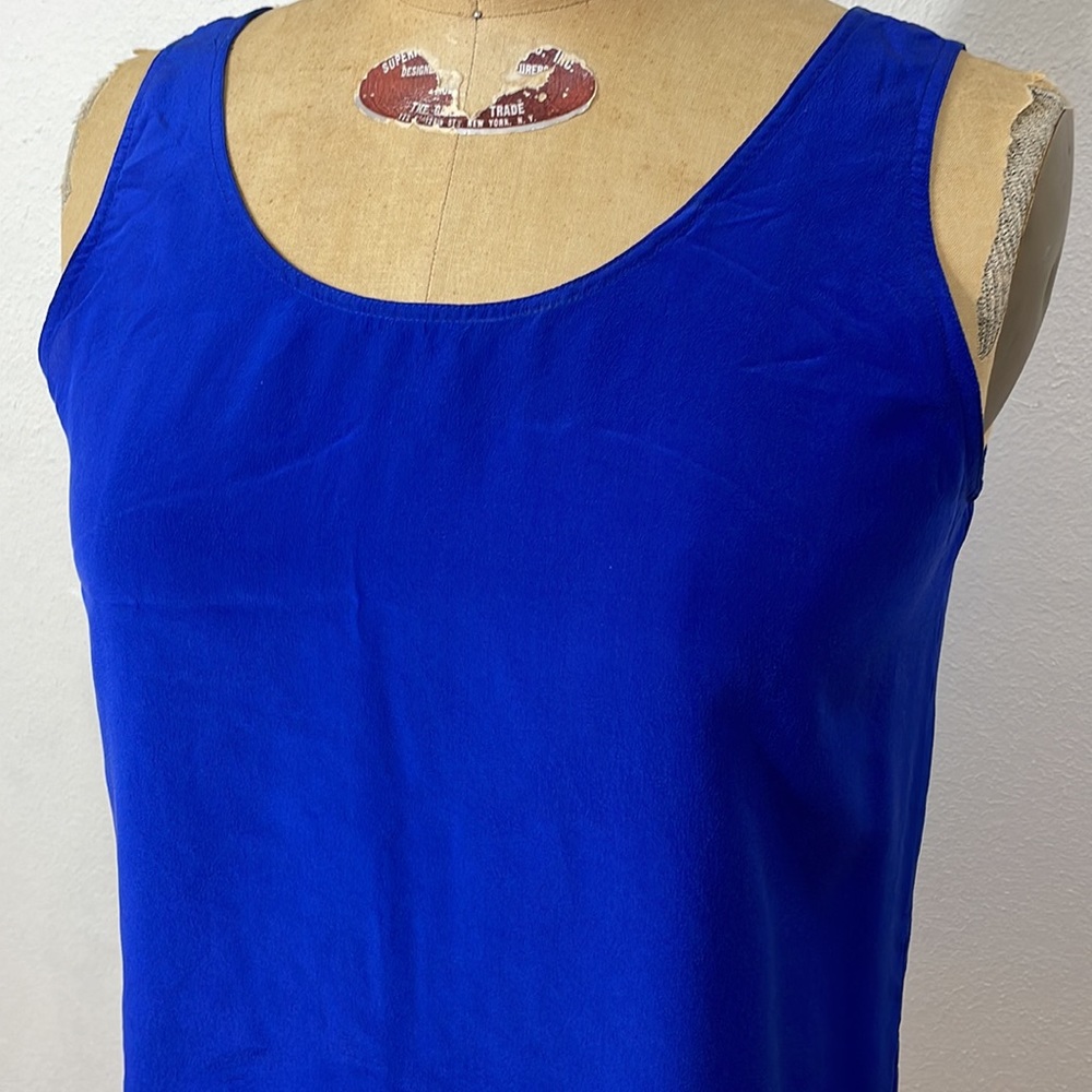 Vintage La Vogue cobalt blue silk sleeveless blouse